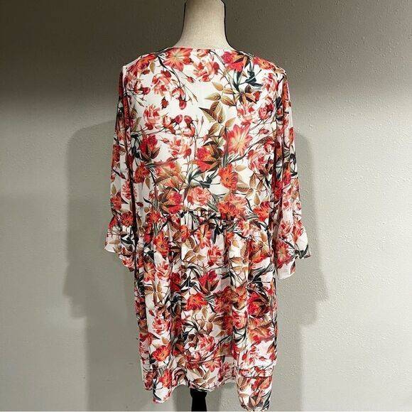 Gianni Bini Chiffon V Neck Shift Dress Wava Poppy Floral Print - Picture 8 of 14